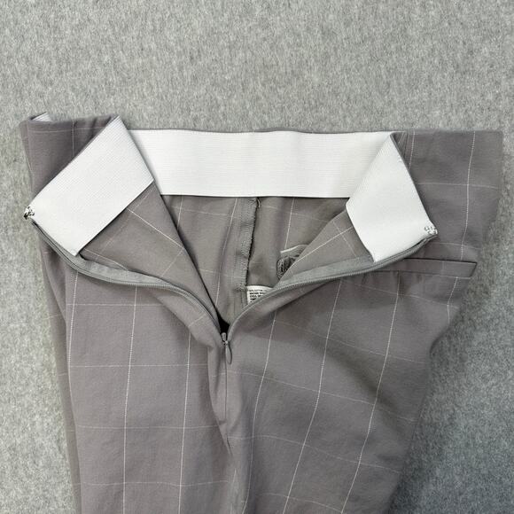 A New Day Pants WMNS 10 High Rise Gray White Windowpane Side Zip Elastic Waist - Picture 4 of 10